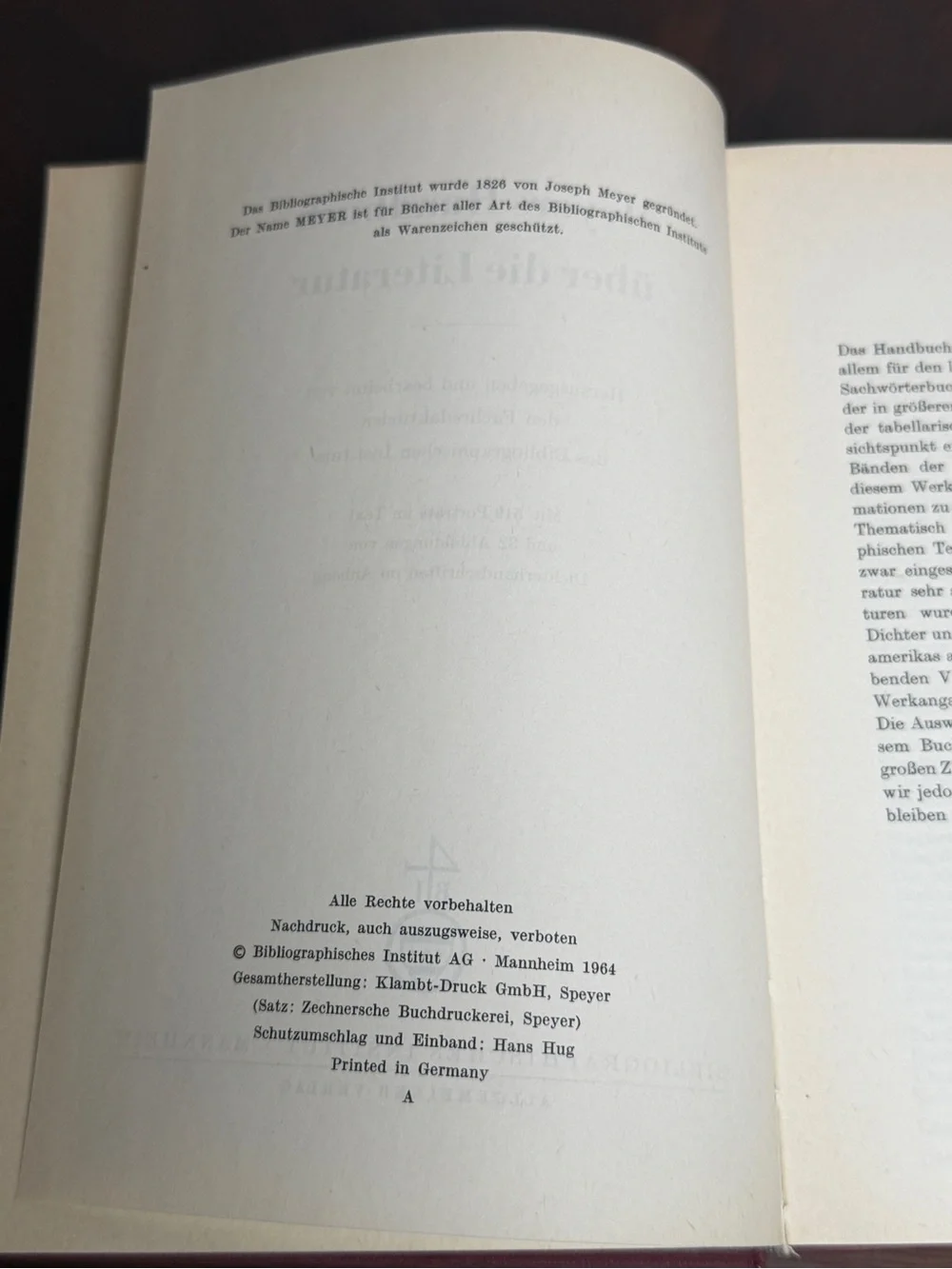 Vintage 1964 Handbuch literatur German literature reference book hardcover